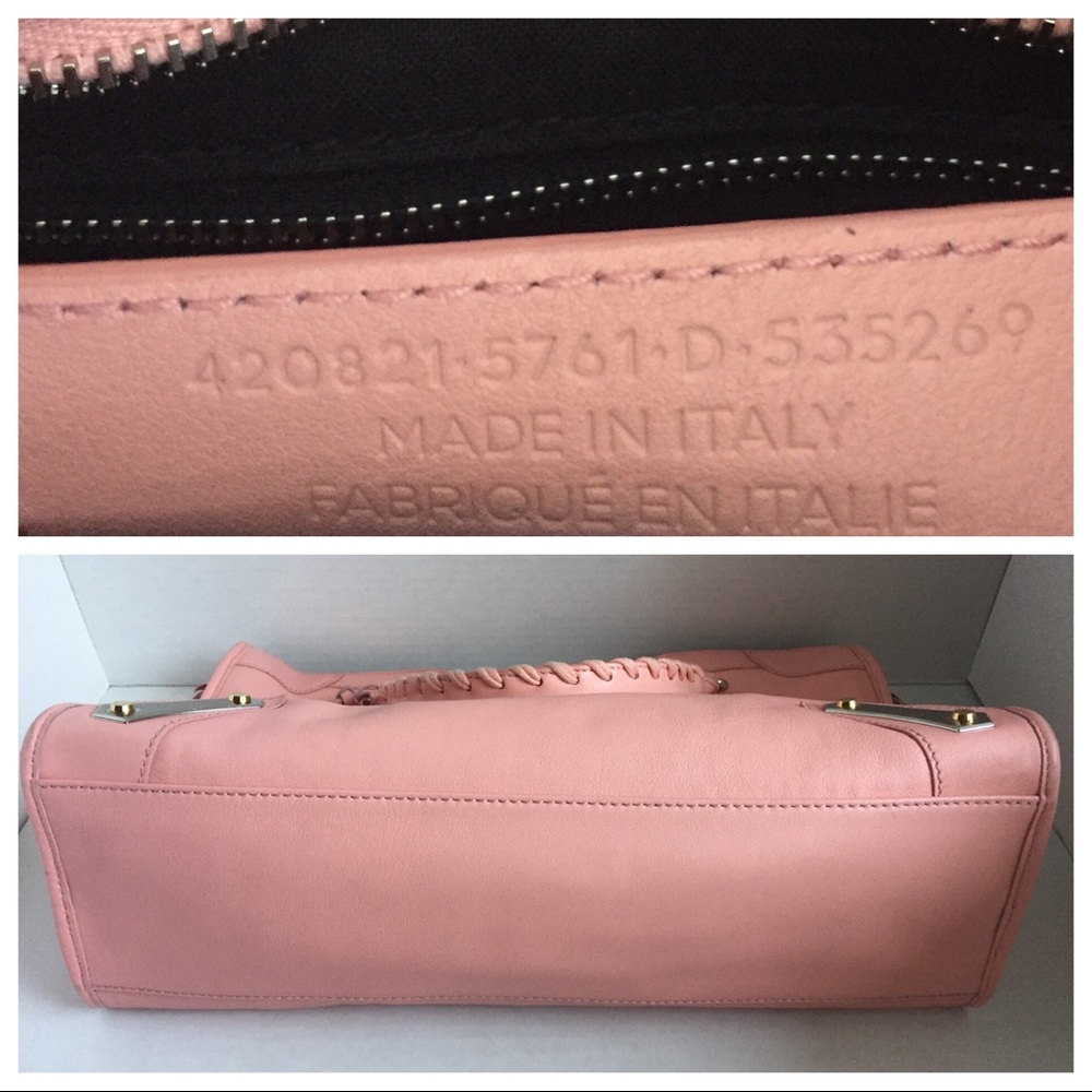 SOLD Balenciaga Pink Calfskin Metal Plate City Bag - Picture 6 of 8